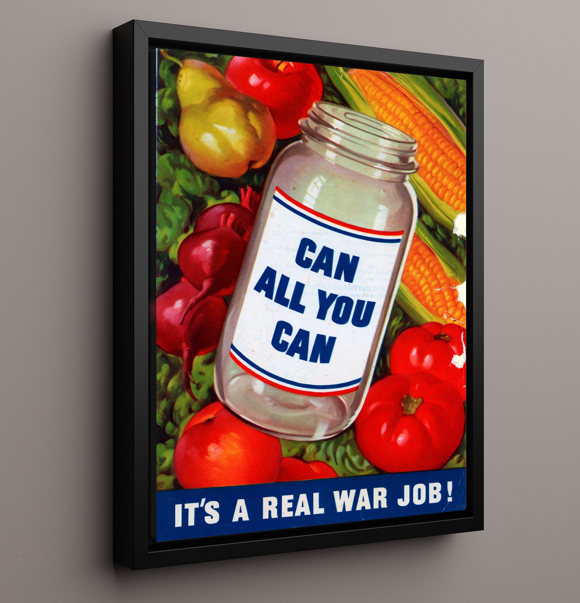 Vintage War Poster - Can All You Can Vintage War Wall Art - 16x20 Framed Canvas