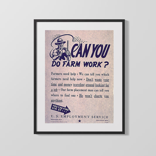 Vintage War Poster - Can You Do Farm Work