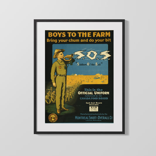 Vintage War Poster - Canada Food Board Boys to the Farm