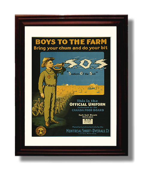 Canada Food Board Boys to the Farm war poster wall art 8x10 Beveled Frame