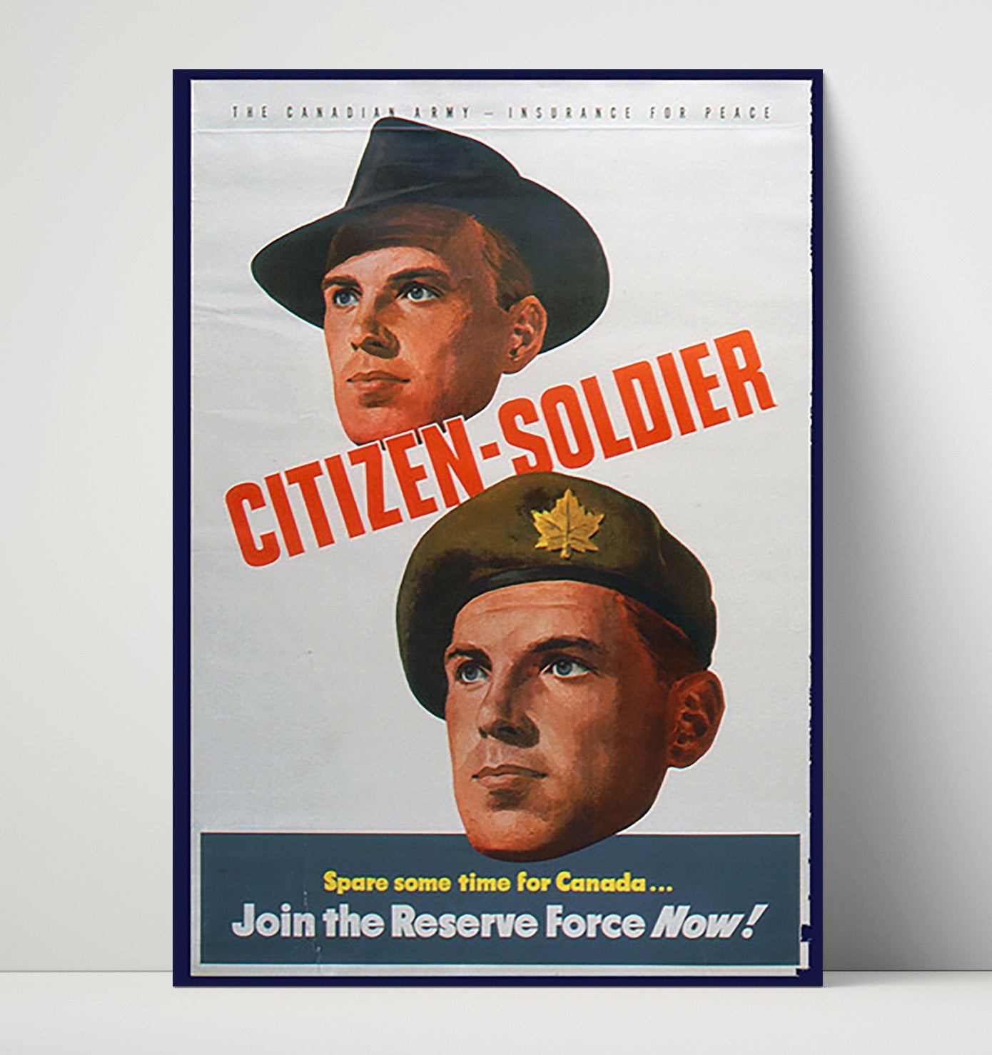 Vintage War Poster - Canadian Army - Citizen - Soldier Reserve Call Vintage War Wall Art - 16x20 Unframed Print