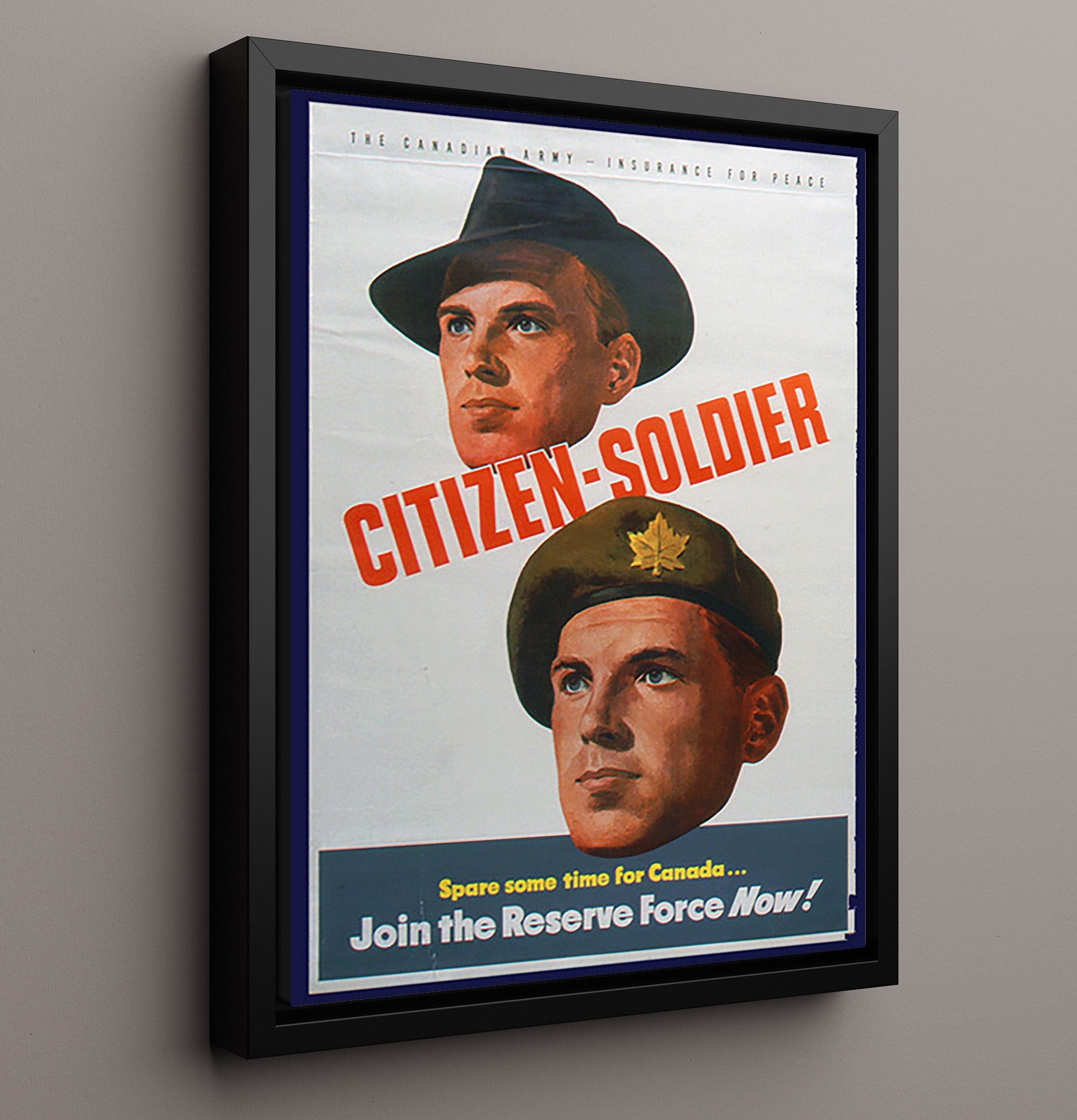 Canadian Army - Citizen-Soldier Reserve Call war poster wall art 16x20 Framed Canvas