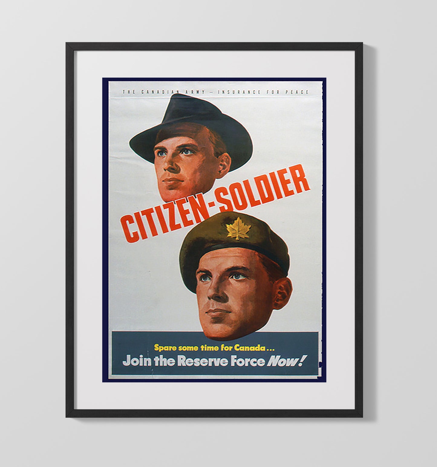 Canadian Army - Citizen-Soldier Reserve Call war poster wall art 16x20 Gallery Frame
