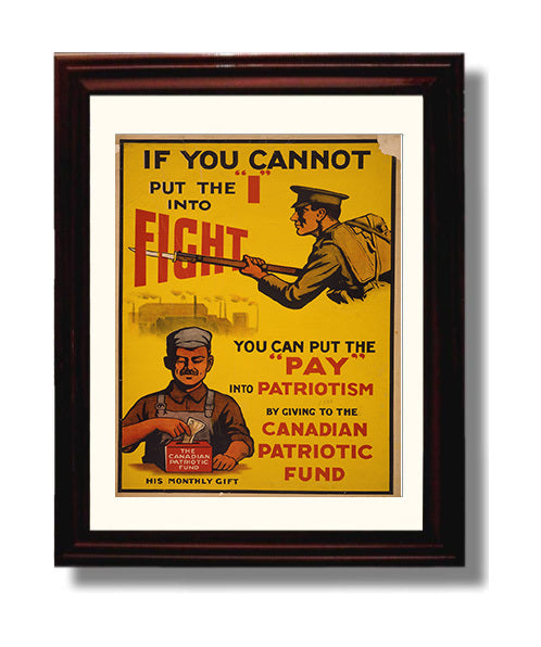 Vintage War Poster - Canadian Patriotic Fund Vintage War Wall Art - 8x10 Beveled Frame