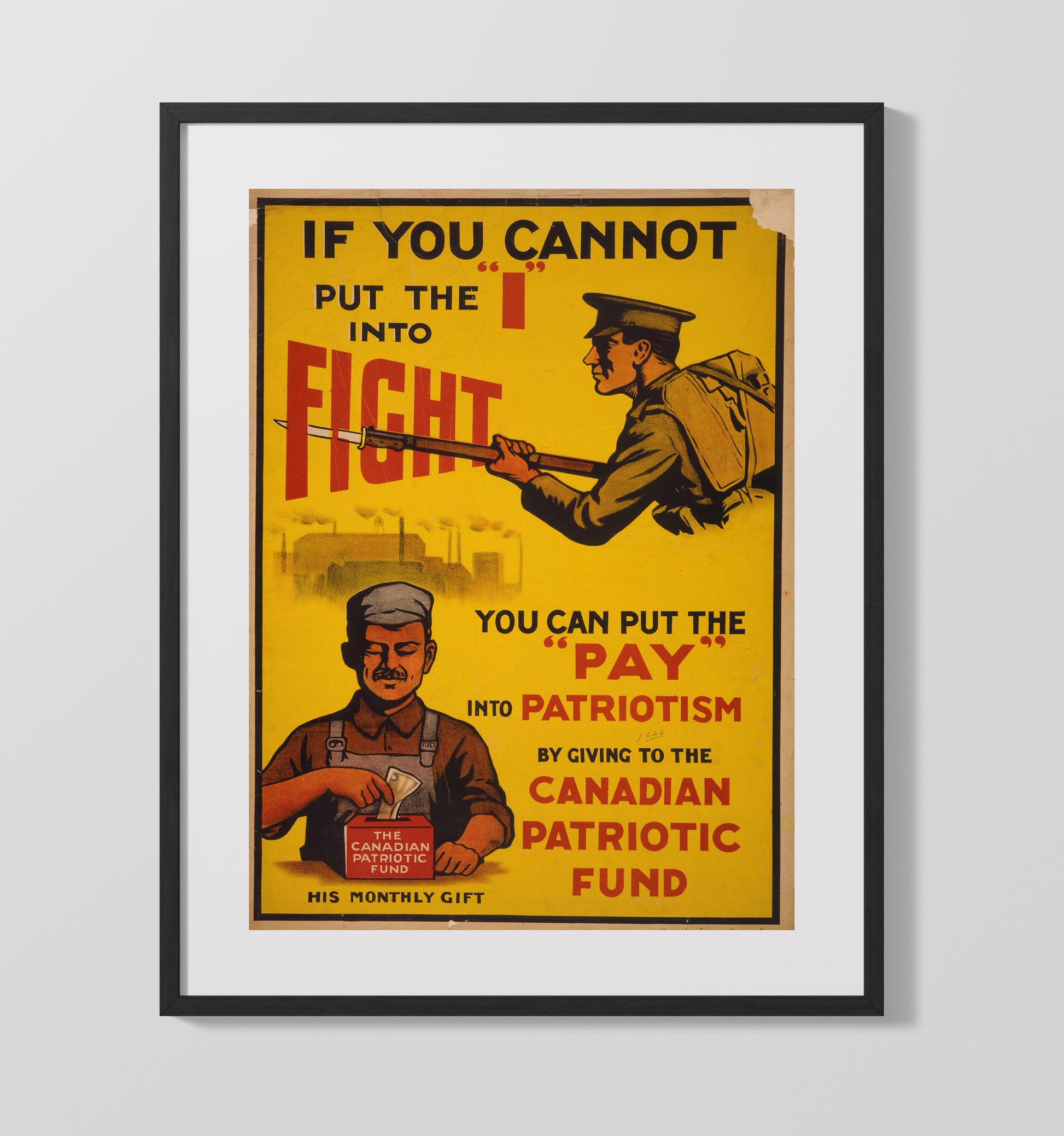 Canadian Patriotic Fund war poster wall art 16x20 Gallery Frame