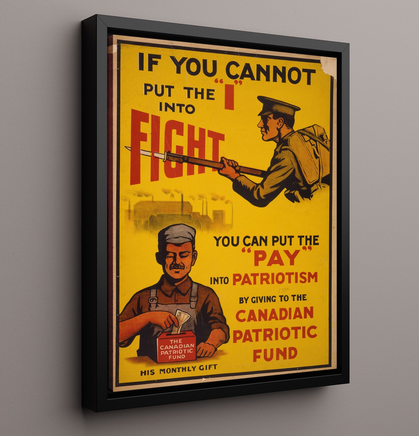 Canadian Patriotic Fund war poster wall art 16x20 Framed Canvas