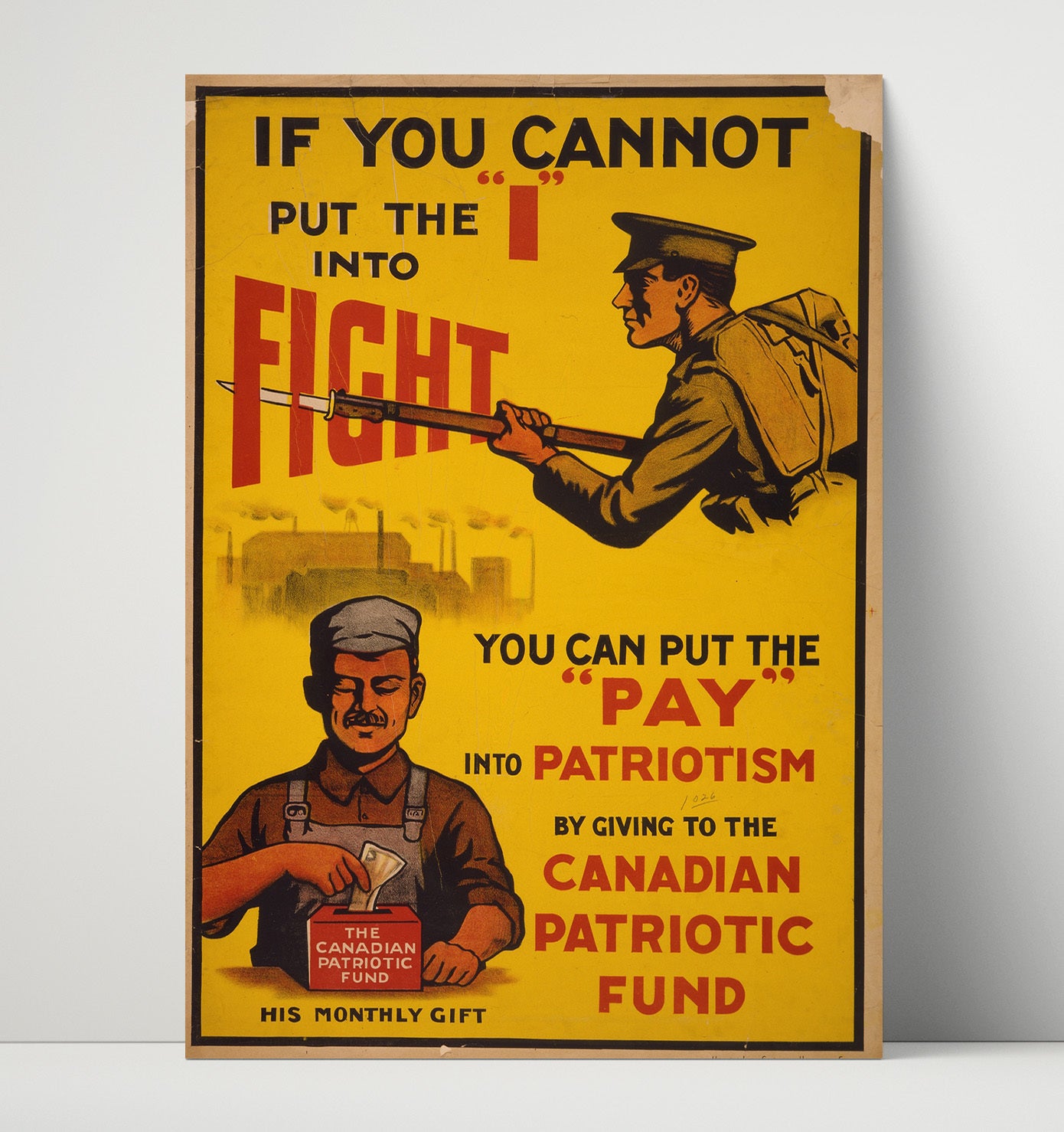 Vintage War Poster - Canadian Patriotic Fund Vintage War Wall Art - 16x20 Unframed Print