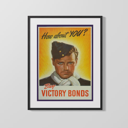 Vintage War Poster - Canadian Victory Bonds - Save While You Serve