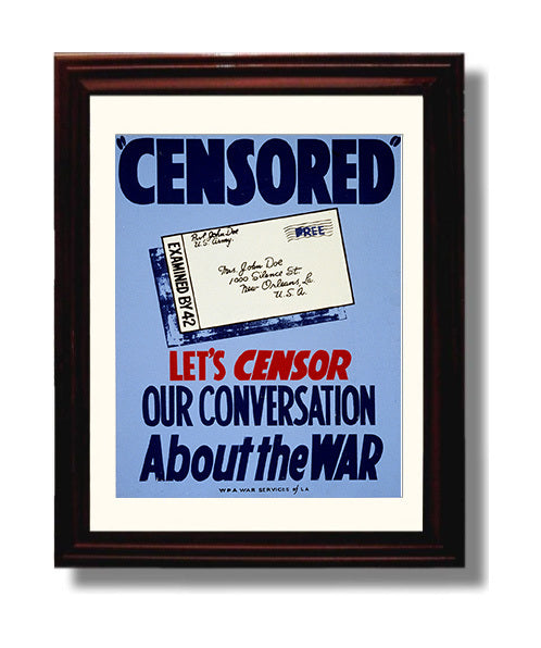 Censor Our Conversation About the War Louisiana war poster wall art 8x10 Beveled Frame