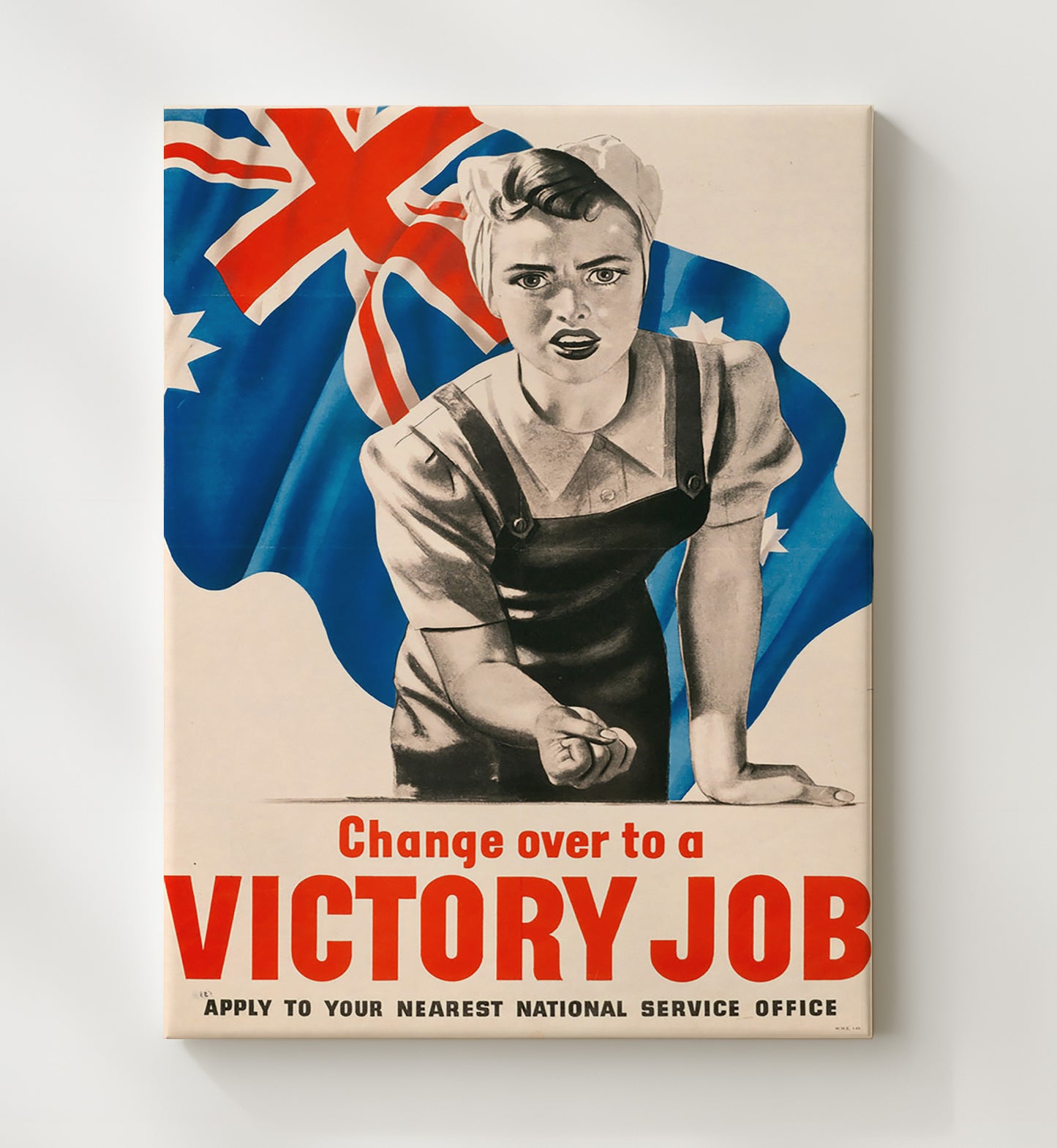 Vintage War Poster - Change Over to a Victory Job Vintage War Wall Art - 20x24 Canvas