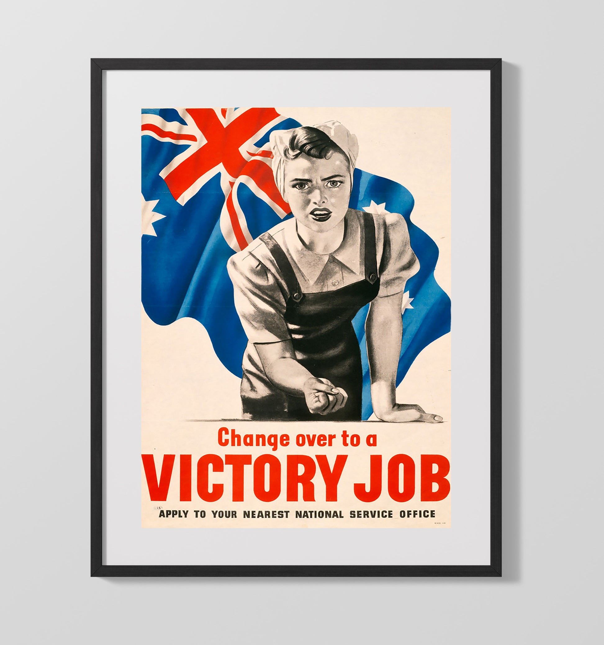 Vintage War Poster - Change Over to a Victory Job Vintage War Wall Art - 16x20 Gallery Frame