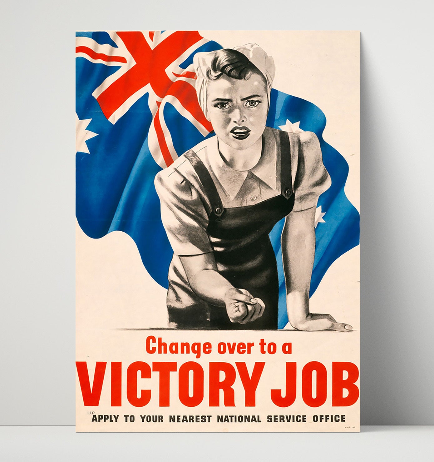 Vintage War Poster - Change Over to a Victory Job Vintage War Wall Art - 16x20 Unframed Print