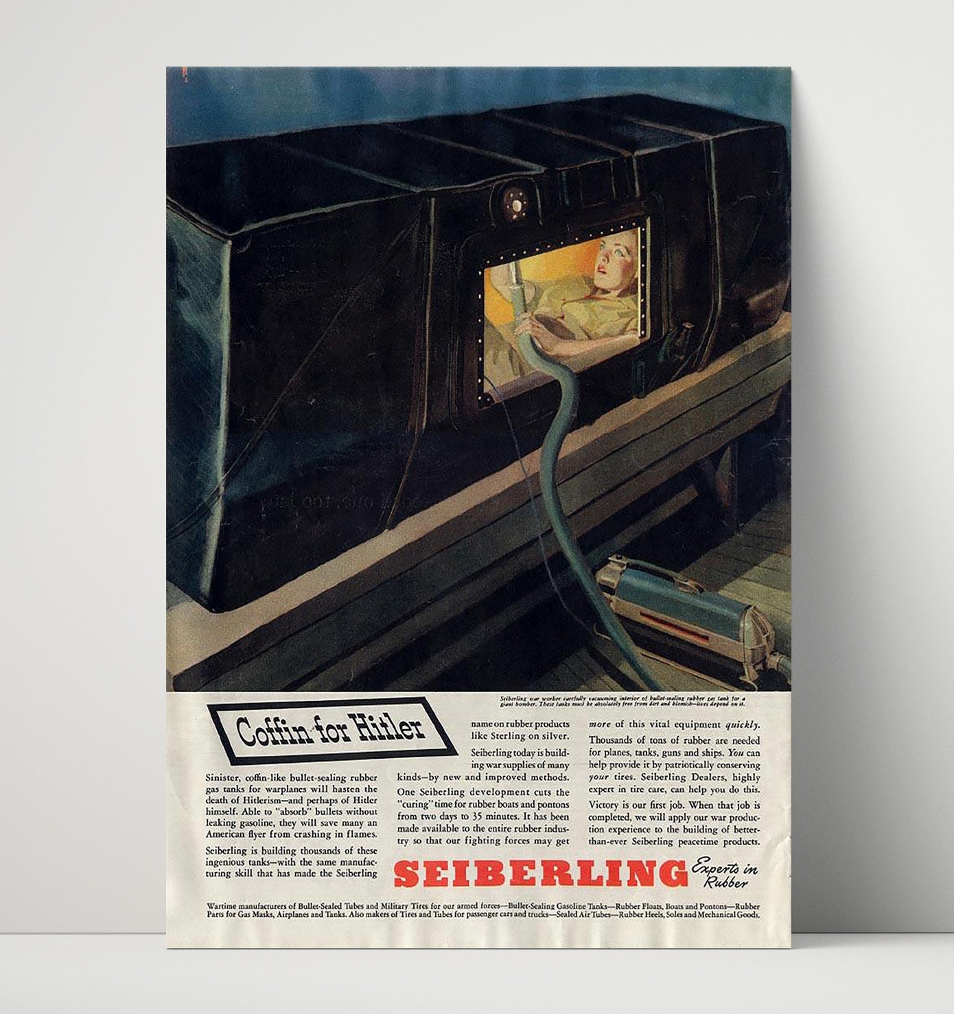 Vintage War Poster - Coffin for Hitler Vintage War Wall Art - 16x20 Unframed Print