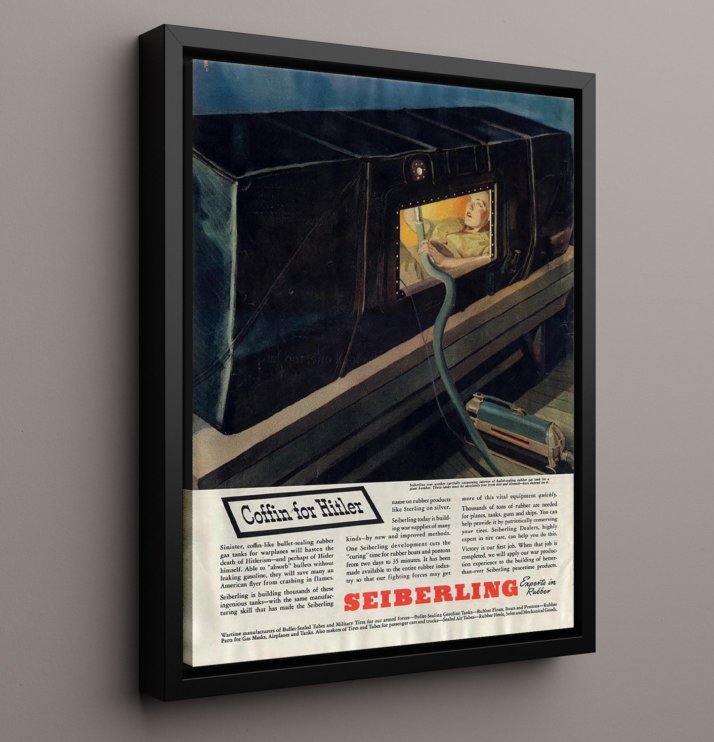Coffin for Hitler war poster wall art 16x20 Framed Canvas