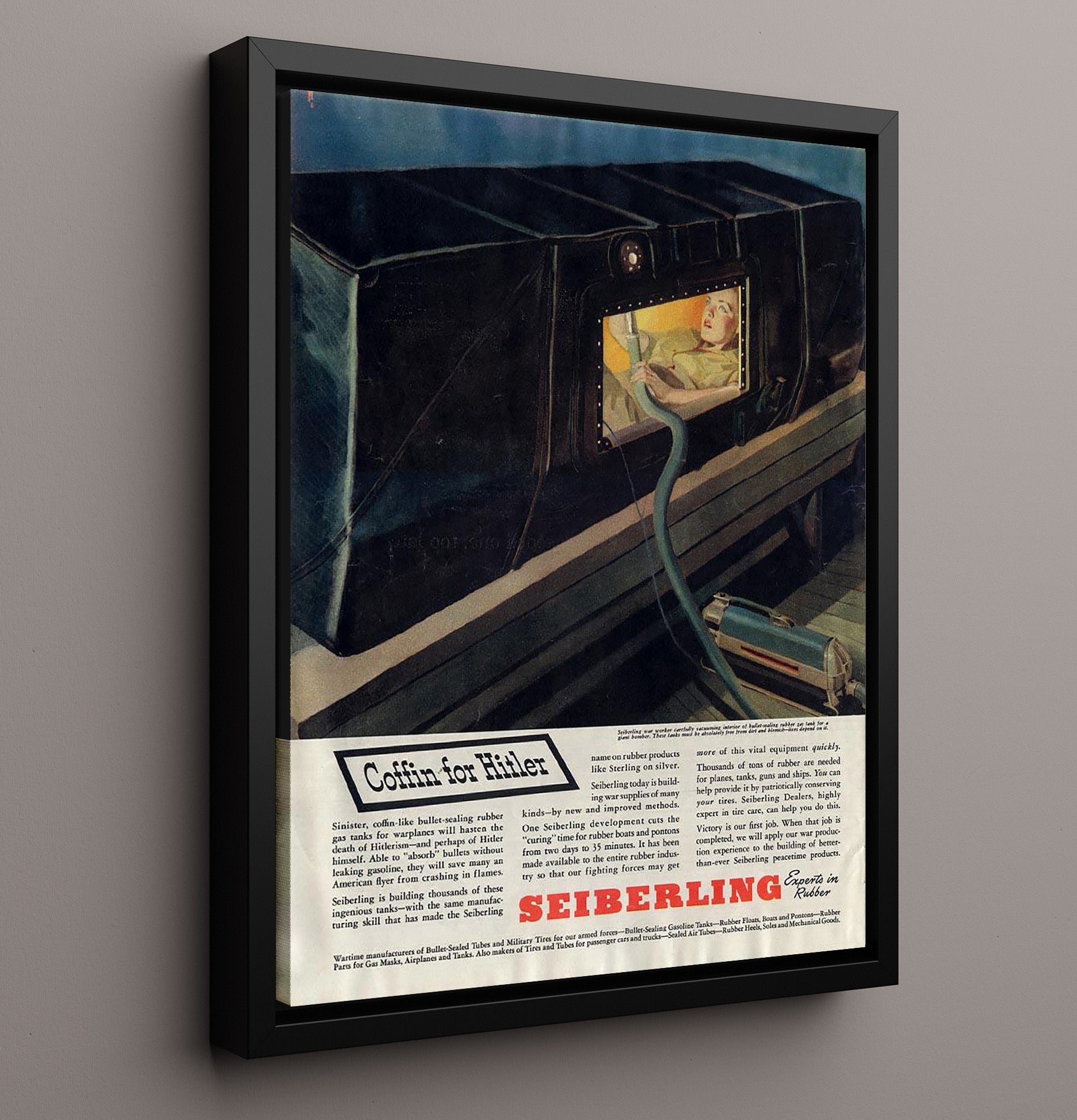 Coffin for Hitler war poster wall art 16x20 Framed Canvas