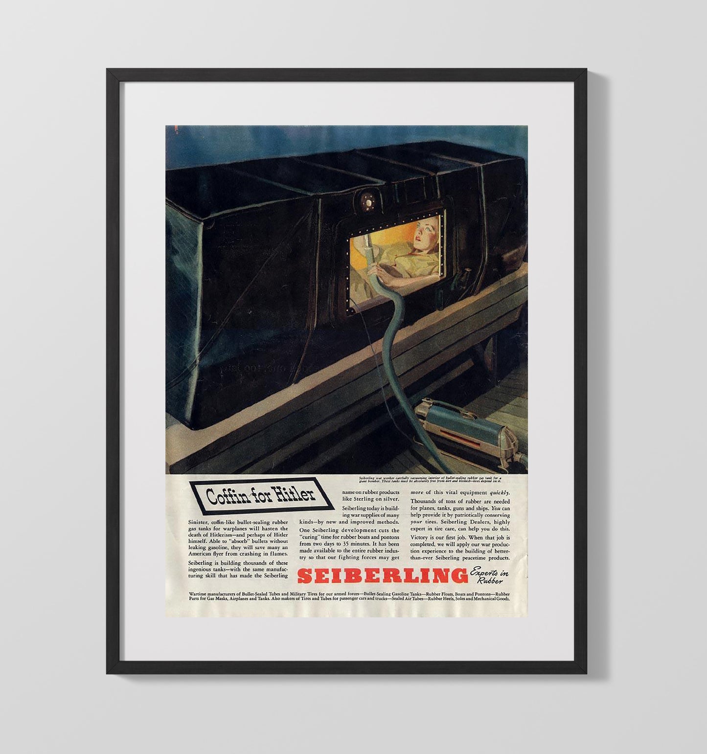 Coffin for Hitler war poster wall art 16x20 Gallery Frame
