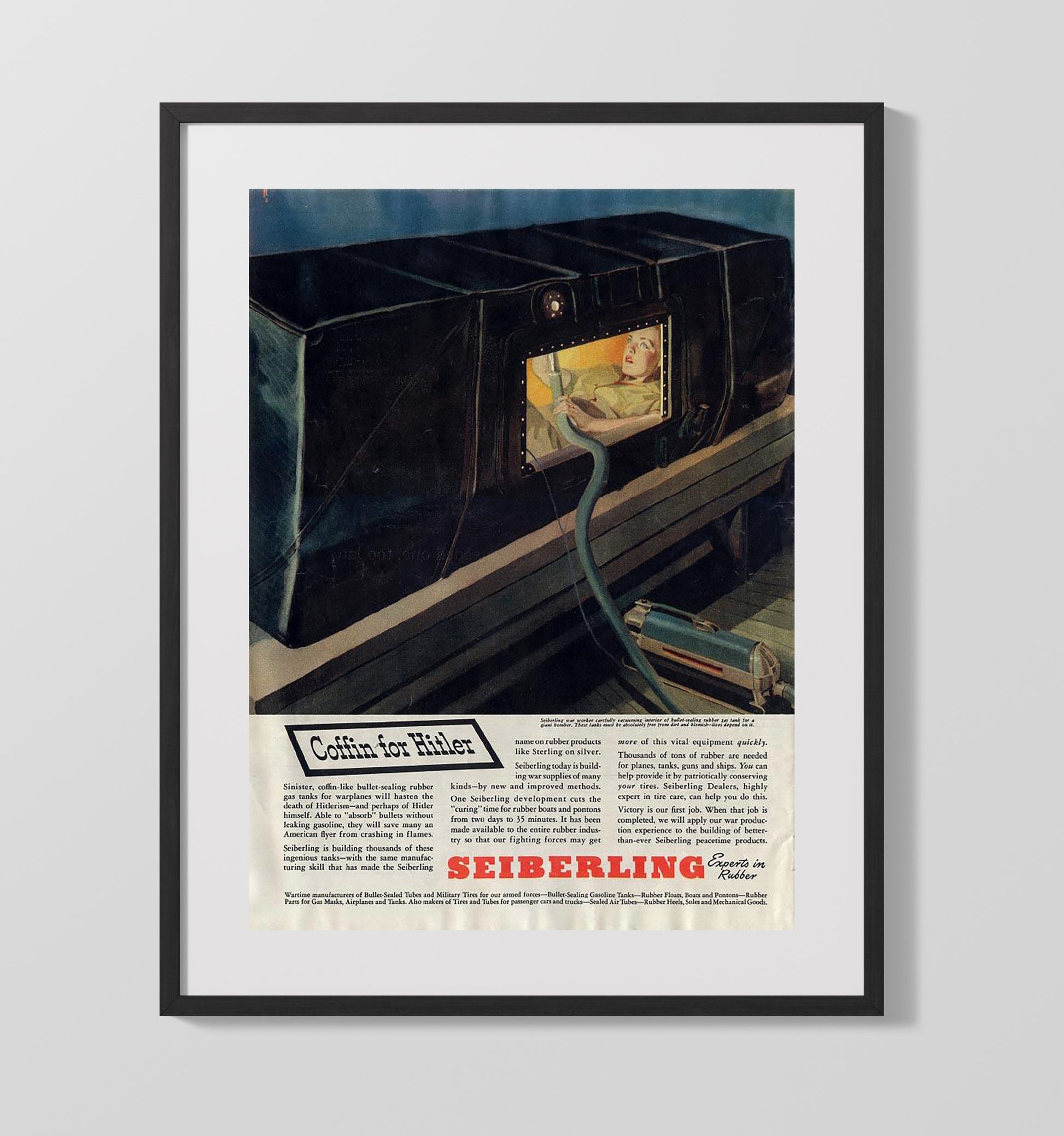Coffin for Hitler war poster wall art 16x20 Gallery Frame