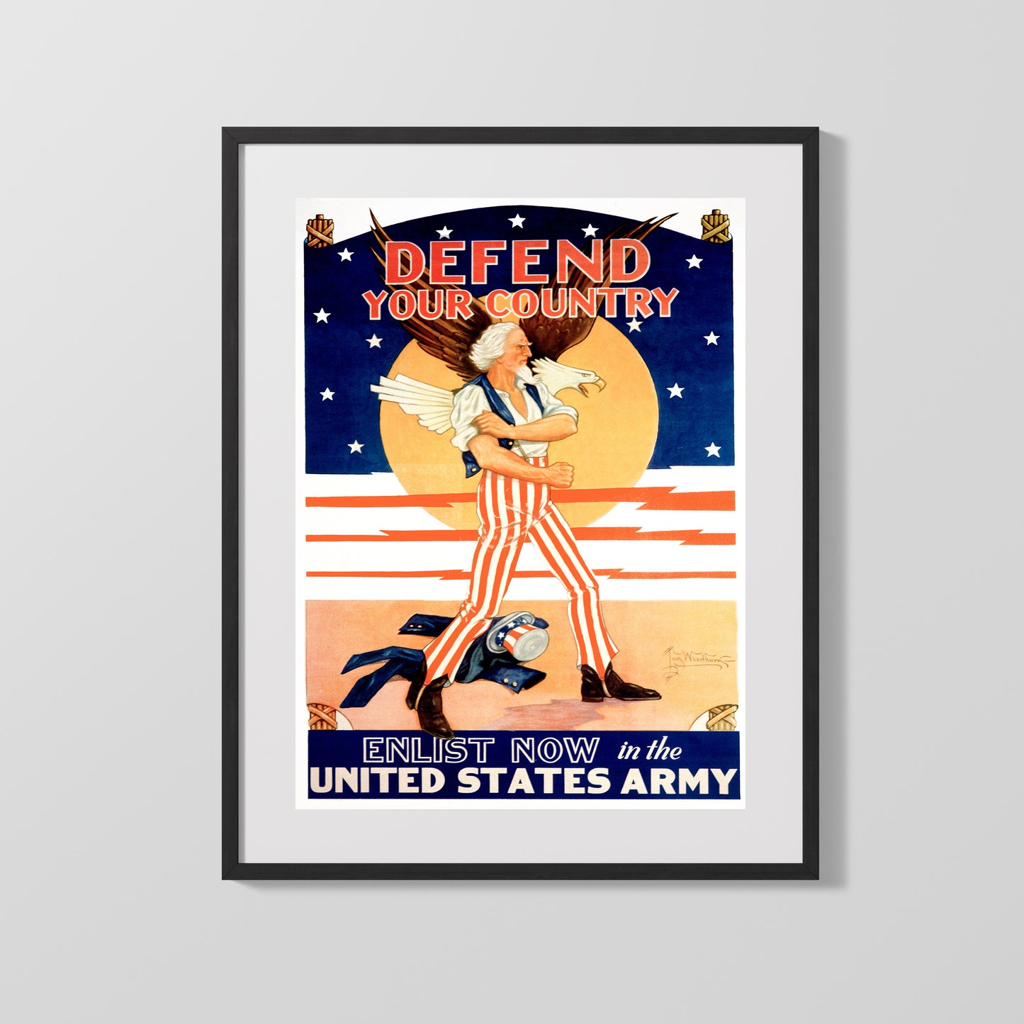 Vintage War Poster - Defend Your Country Enlist Now