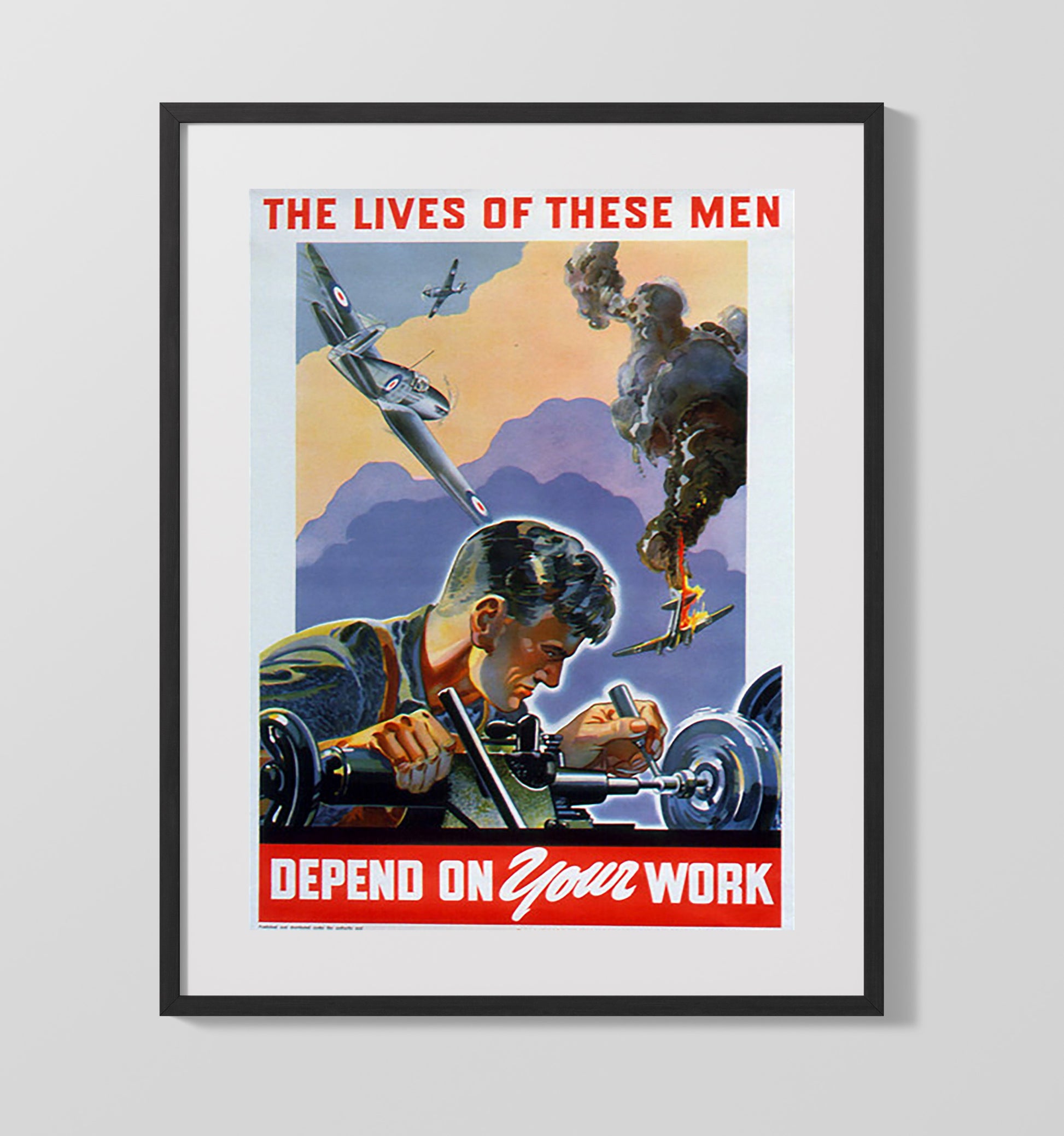 Defense Work - Lives Depend on You war poster wall art 16x20 Gallery Frame