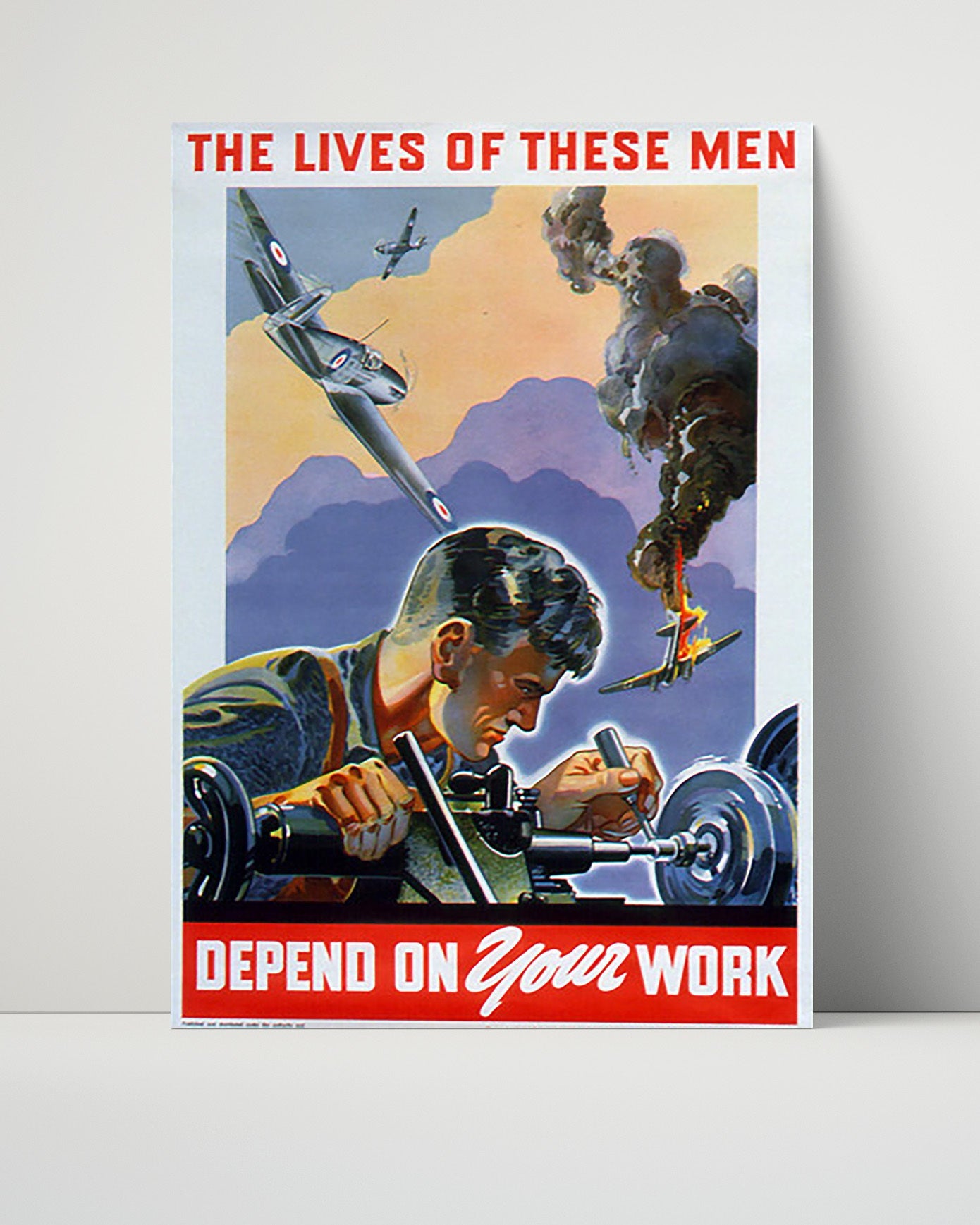 Vintage War Poster Unframed- Defense Work - Lives Depend on You