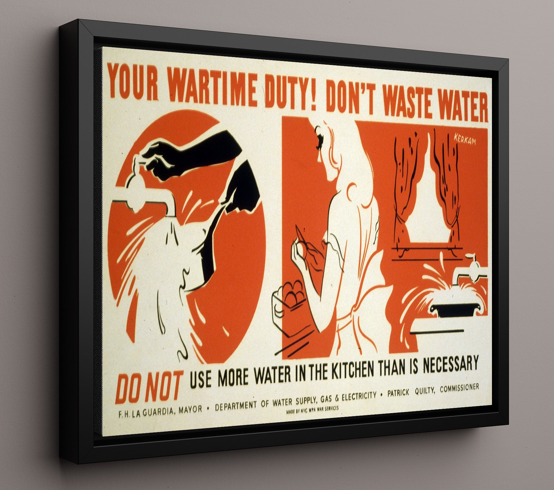 Do Your Duty - Drips of War war poster wall art 16x20 Framed Canvas