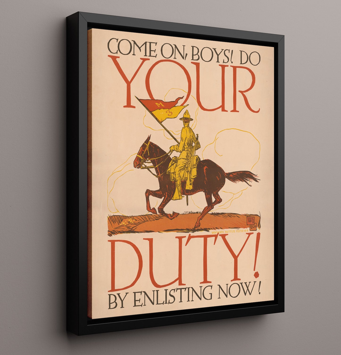 Vintage War Poster - Do Your Duty - Saddle Up Vintage War Wall Art - 16x20 Framed Canvas