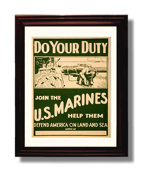 Do Your Duty Join the Marines war poster wall art 8x10 Beveled Frame
