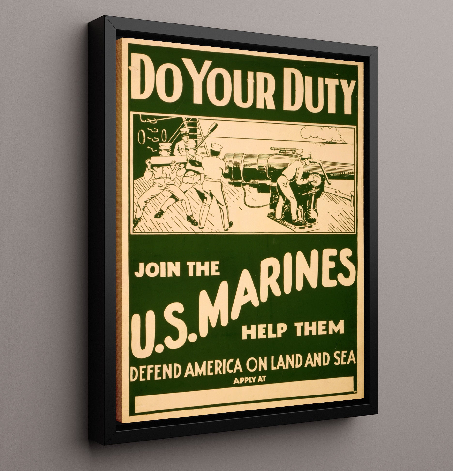 Do Your Duty Join the Marines war poster wall art 16x20 Framed Canvas