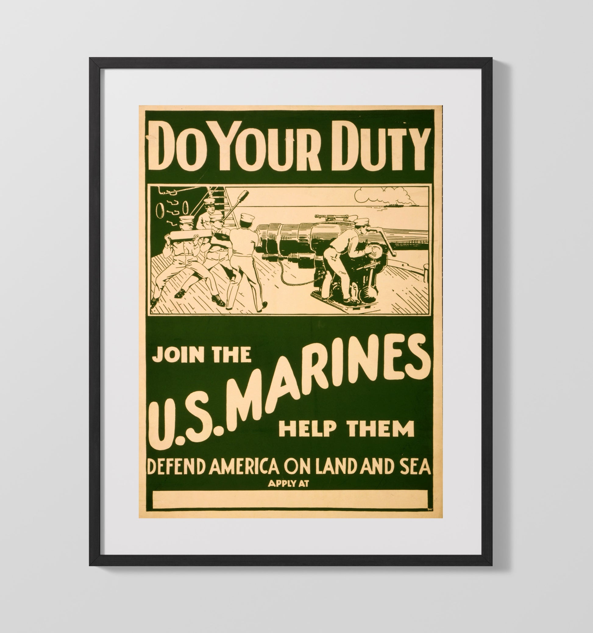 Do Your Duty Join the Marines war poster wall art 16x20 Gallery Frame
