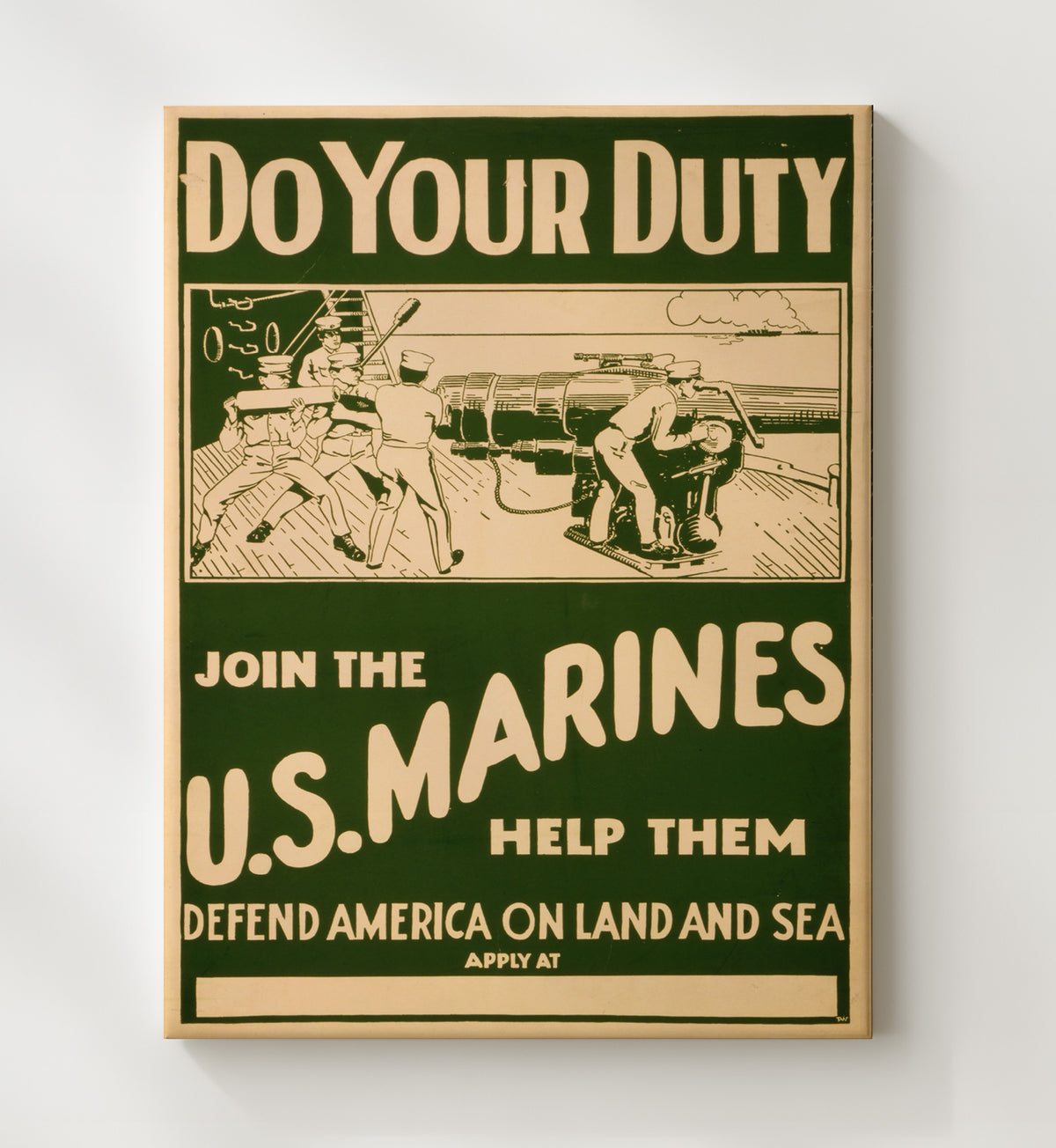 Do Your Duty Join the Marines vintage war poster canvas wall art 20x24 Canvas