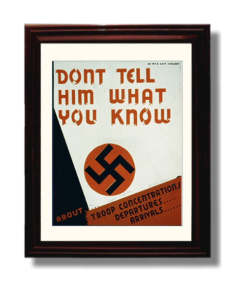 Don't Tell Him What You Know war poster wall art 8x10 Beveled Frame