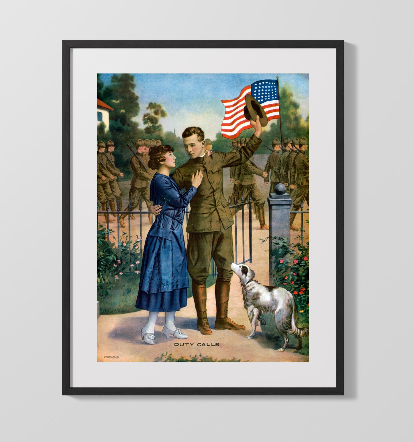 Vintage War Poster - Duty Calls WWI Vintage War Wall Art - 16x20 Gallery Frame