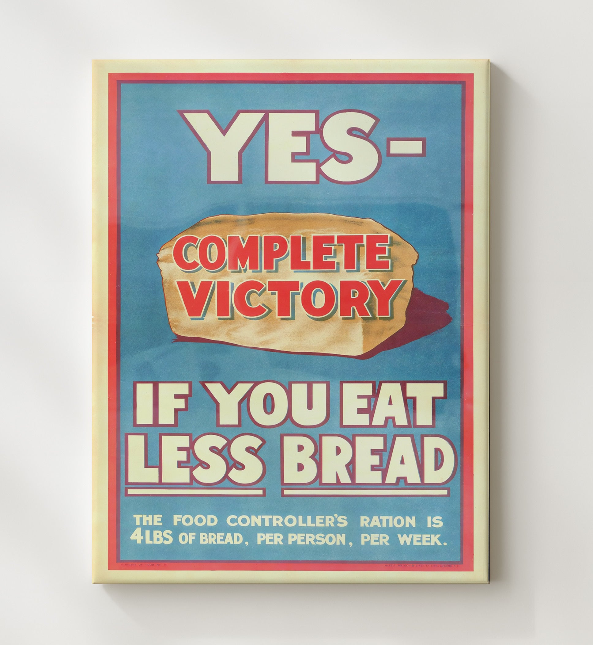 Eat Less Bread - Slice for Victory war poster wall art 20x24 Canvas