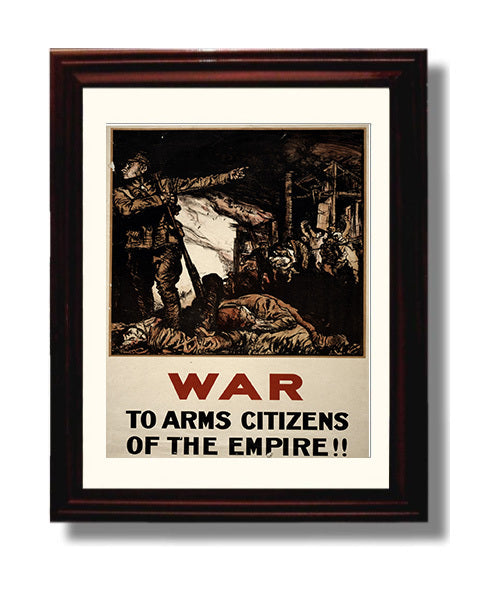 Vintage War Poster - Empire Call - RallyUp Vintage War Wall Art - 8x10 Beveled Frame