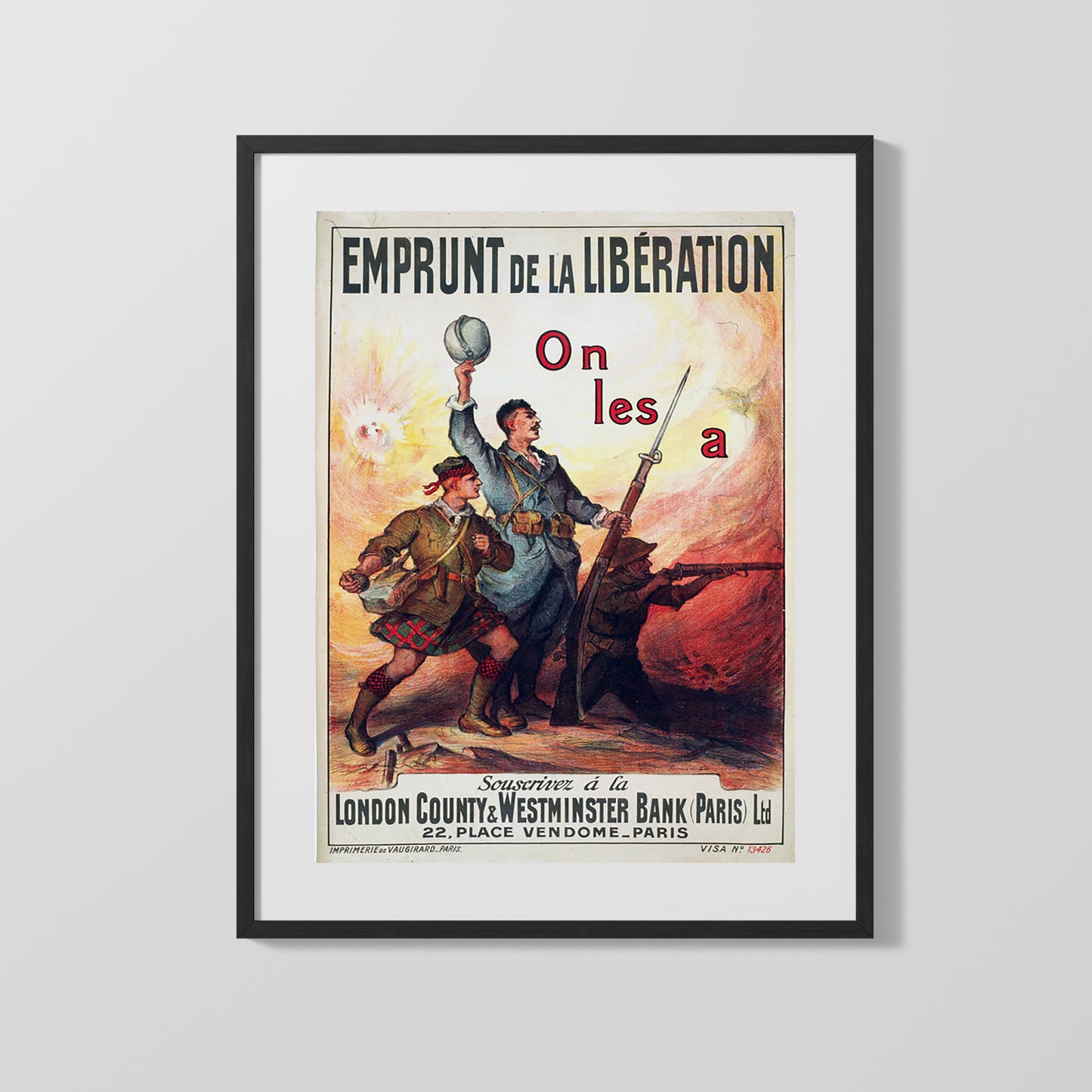 Vintage War Poster - Emprunt de la Liberation London County Bank Paris