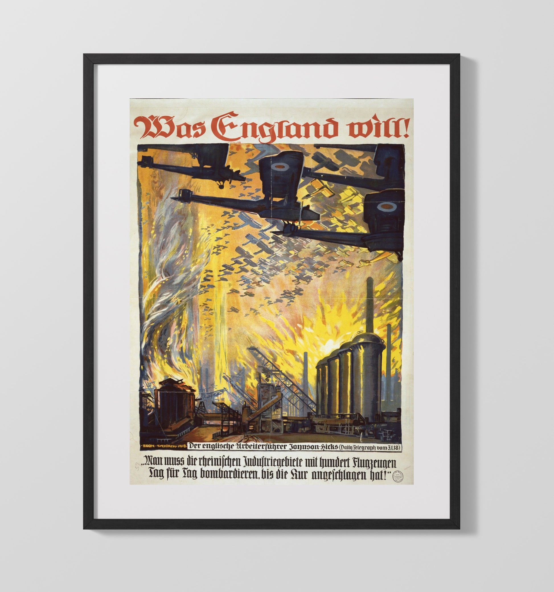England Will - Firestorm war poster wall art 16x20 Gallery Frame