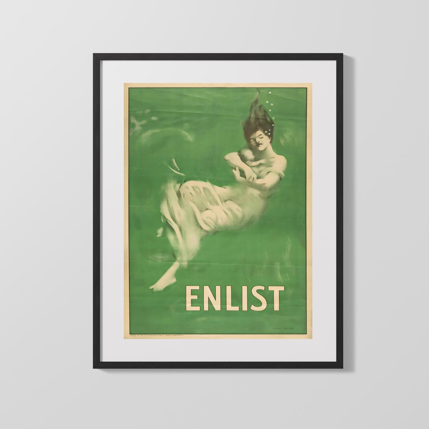 Vintage War Poster - Enlist - Drowning Figure