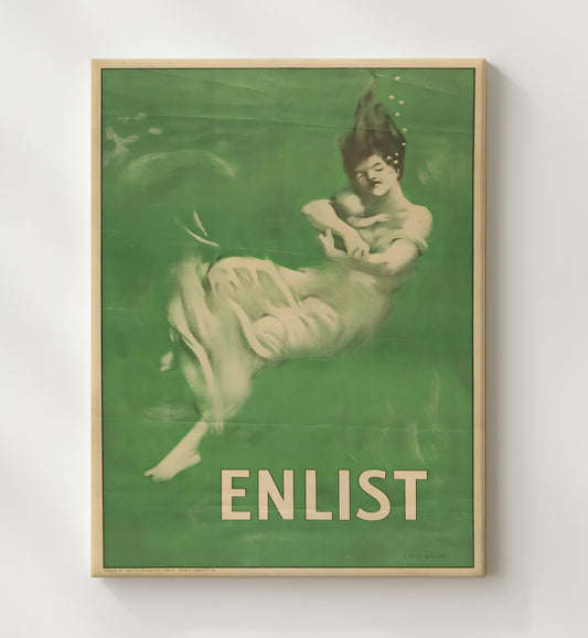 Enlist - Drowning Figure vintage war poster canvas wall art 20x24 Canvas
