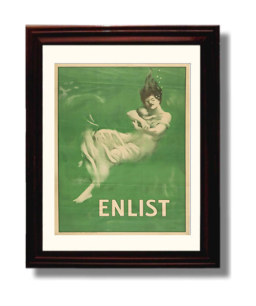 Enlist - Drowning Figure war poster wall art 8x10 Beveled Frame