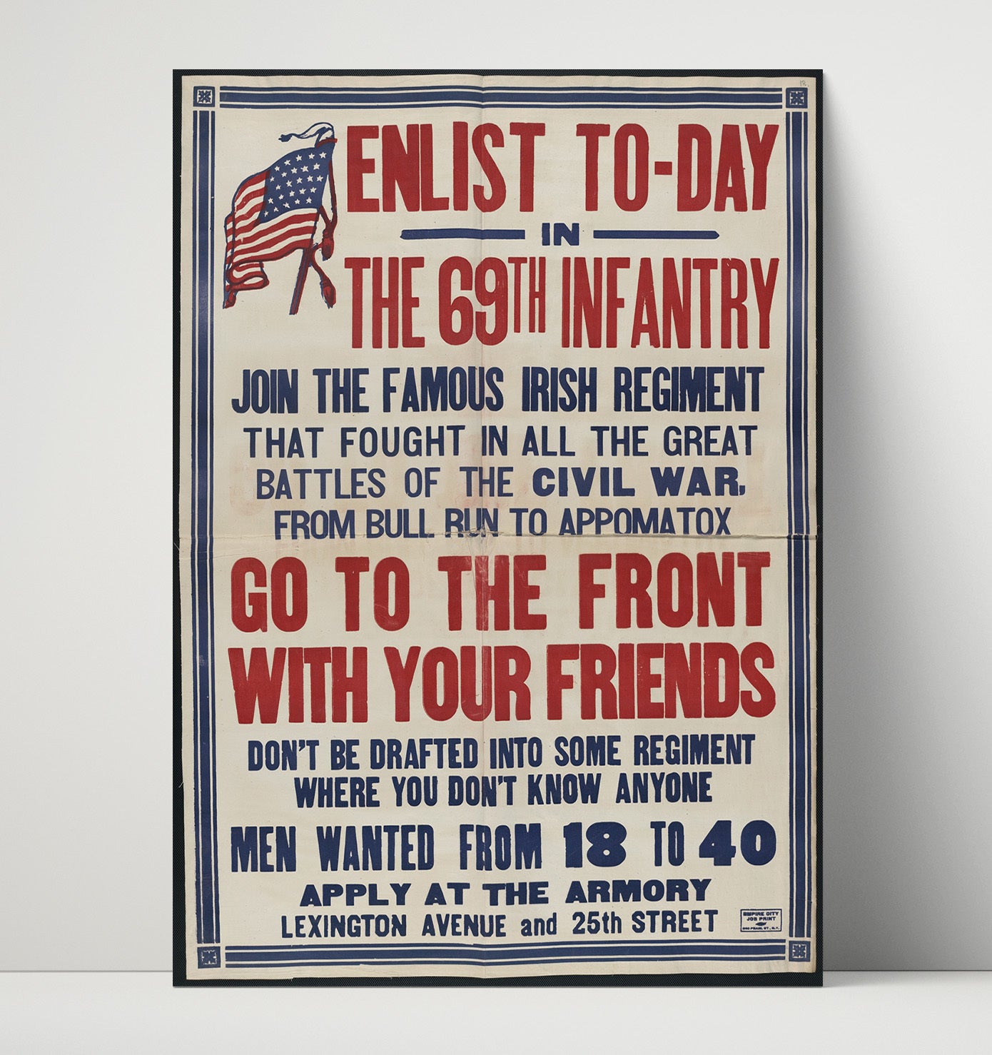 Enlist Today Notice Irish Regiment war poster wall art 16x20 Unframed Print