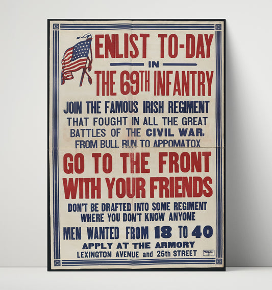 Enlist Today Notice Irish Regiment - Poster