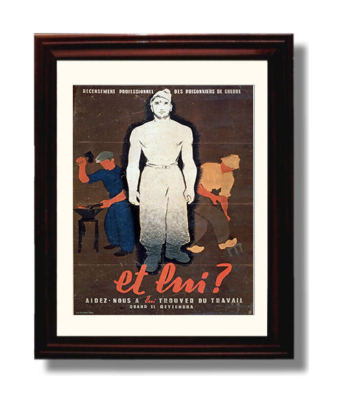 Et Imi Trouver Du Travail war poster wall art 8x10 Beveled Frame