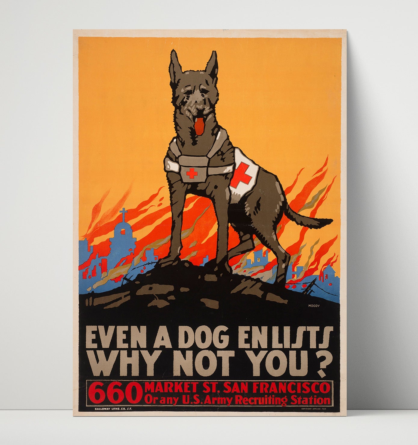 Even a Dog Enlists Why Not You war poster wall art 16x20 Unframed Print