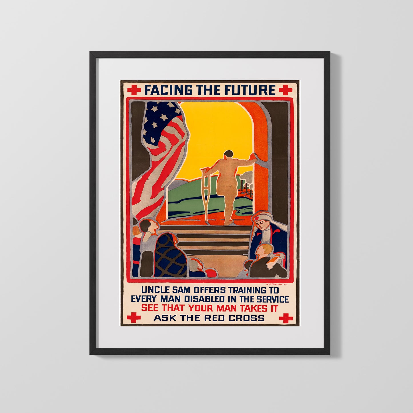 Vintage War Poster - Facing The Future The Red Cross