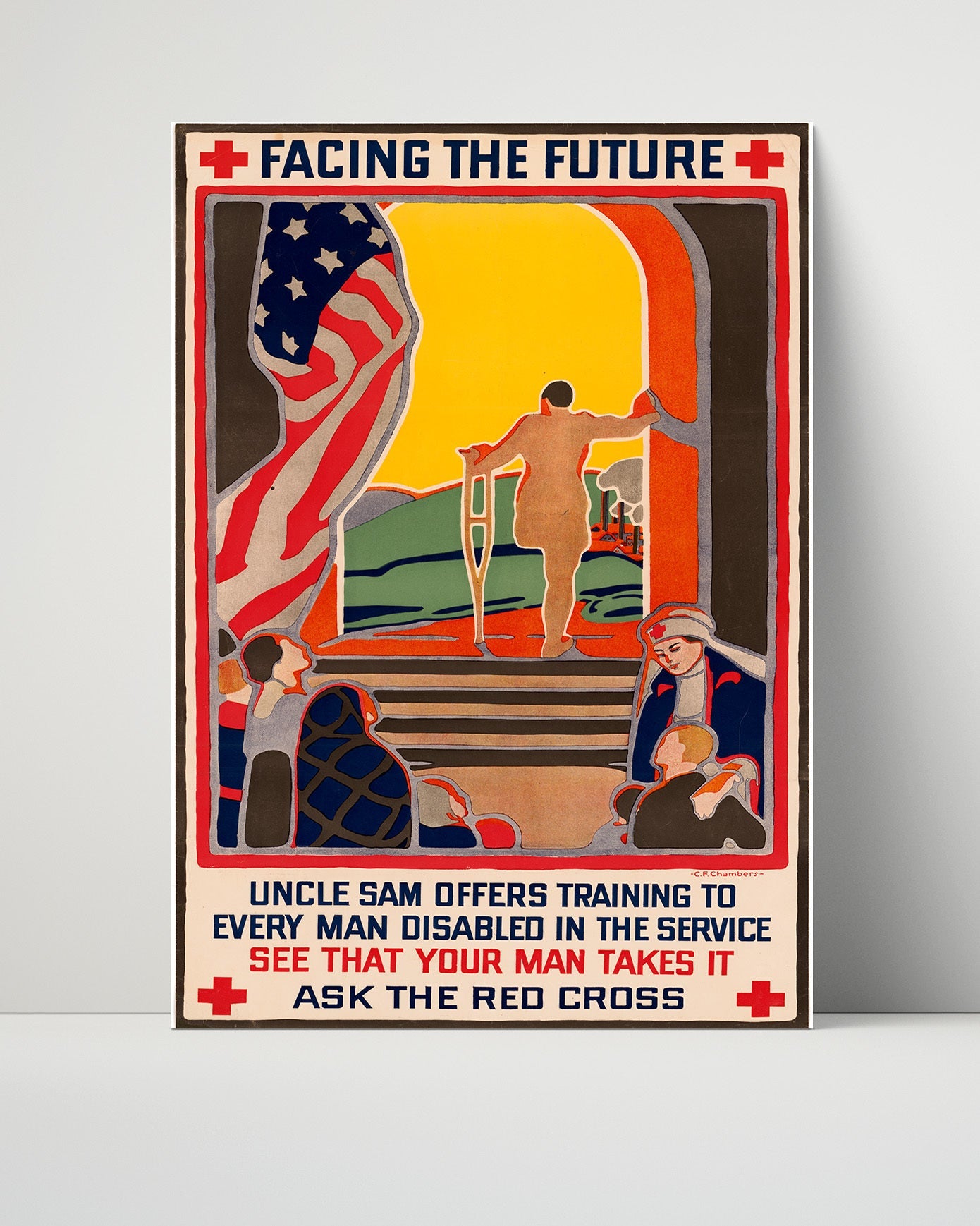 Vintage War Poster Unframed- Facing The Future The Red Cross