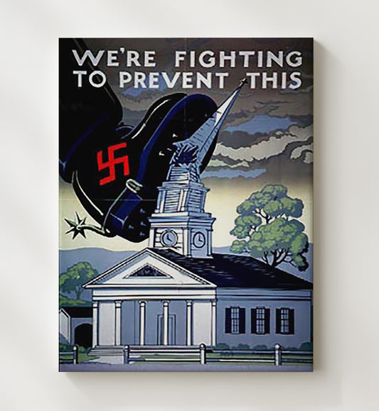 Fighting to Prevent - Stomp the Swastika vintage war poster canvas wall art 20x24 Canvas