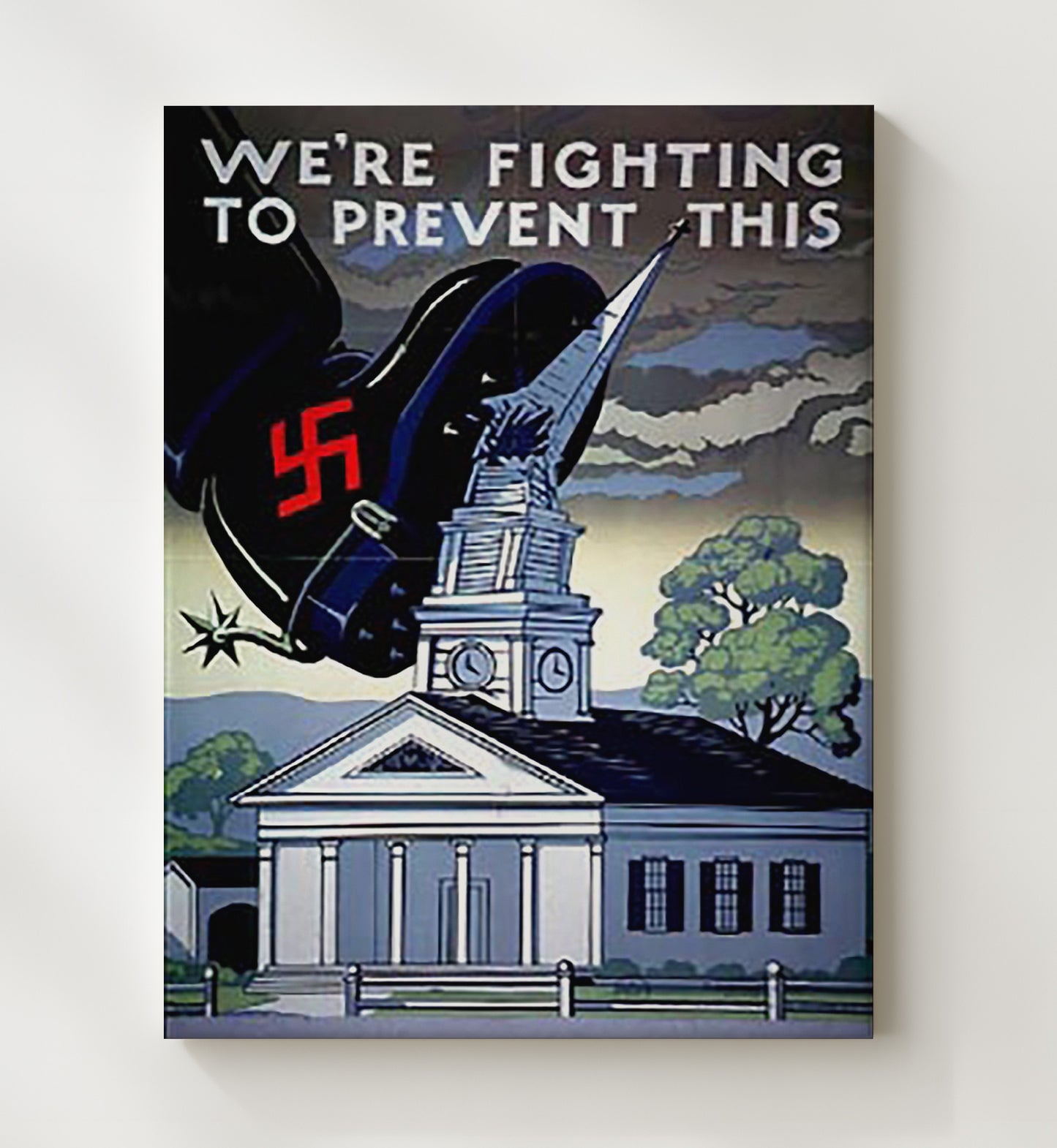 Fighting to Prevent - Stomp the Swastika war poster wall art 20x24 Canvas