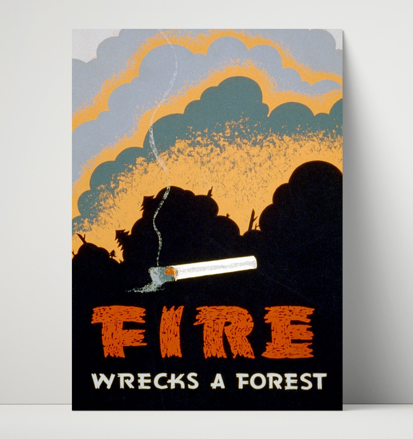 Vintage War Poster - Fire Wrecks a Forest - Dont Let a Spark Win the Battle Vintage War Wall Art - 16x20 Unframed Print