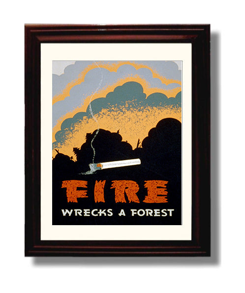 Fire Wrecks a Forest - Don't Let a Spark Win the Battle war poster wall art 8x10 Beveled Frame