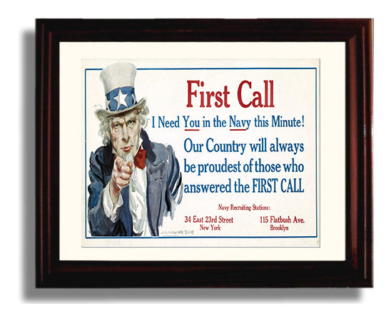 First Call - Uncle Sam's Dial Tone war poster wall art 8x10 Beveled Frame